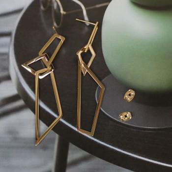 Small Irregular Random Cut Geometric Square Earrings 