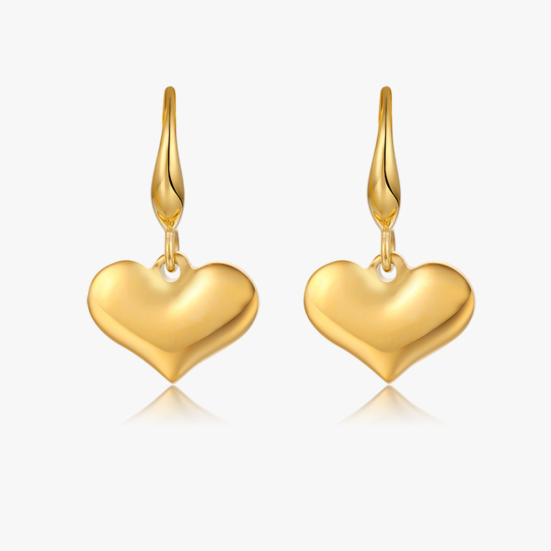 Smooth Peach Heart Solid Ear Hook Earrings 