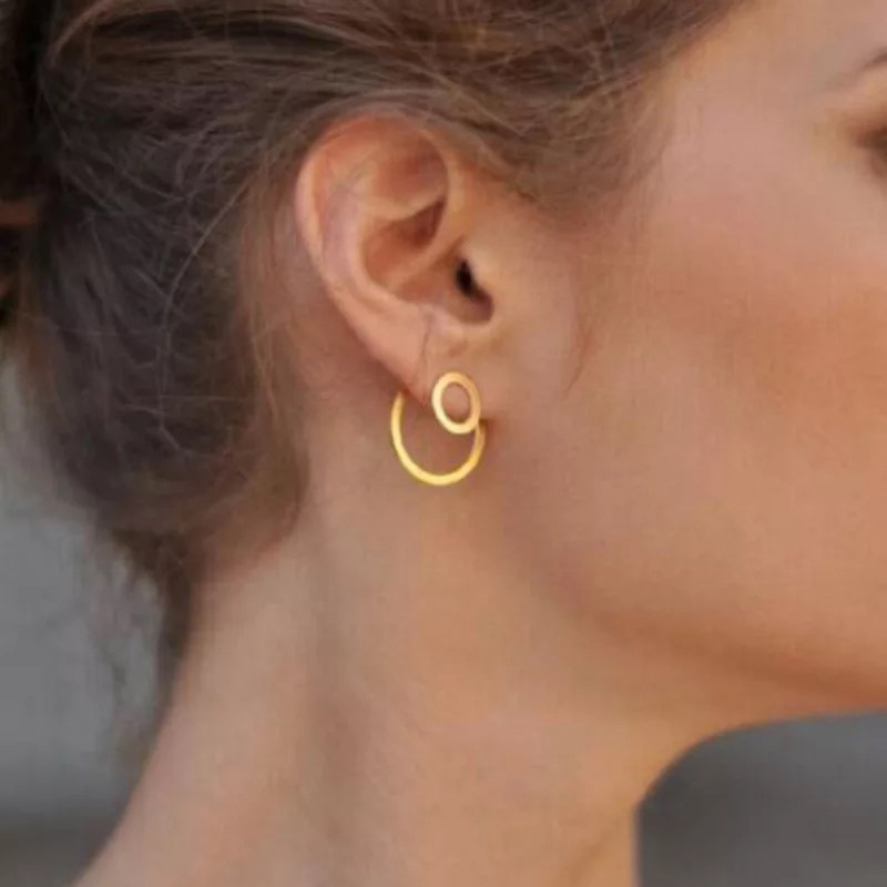 Geometric Square Round Back Hanging Style Earrings 