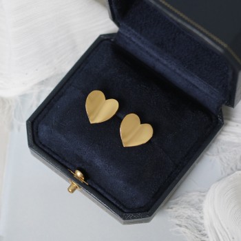 Curved Peach Heart Earrings