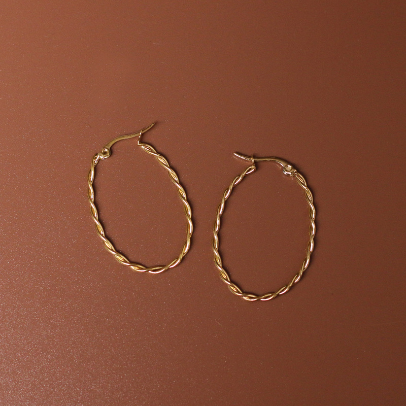 Rotating Tine twist Rope Simple U-shaped Earrings 