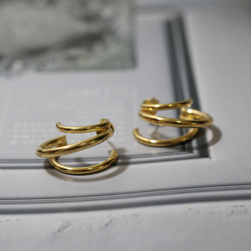 Hollow Out Three Coil Earrings 