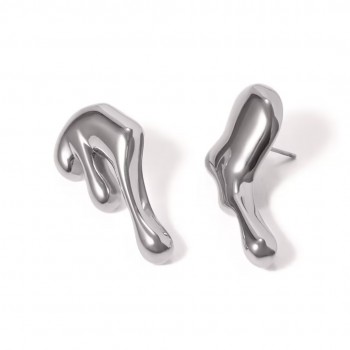 Stainless Steel Irregular Liquid Earrings