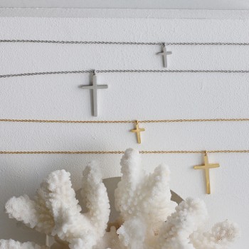 Simple Double-layer Cross Necklace Sweater Chain Stacking to Wear European and American Fashion