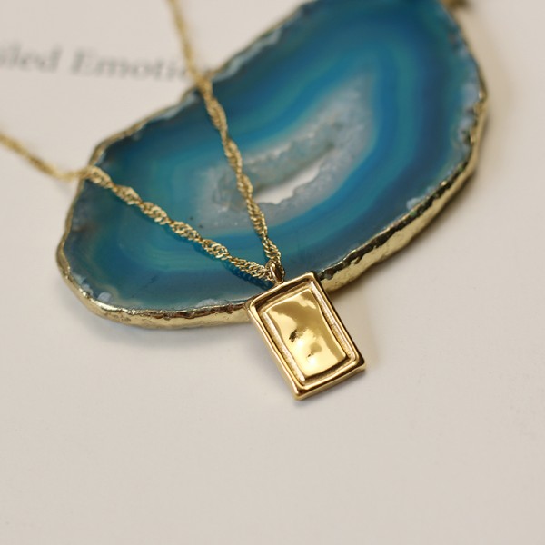 Square Tin Foil Water Wave Chain Necklace Short Clavicle Chain 