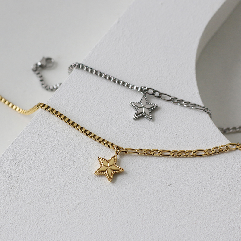 Five-pointed Star Stitching Chain Bracelet Wild Fashion BF Wind Neutral 