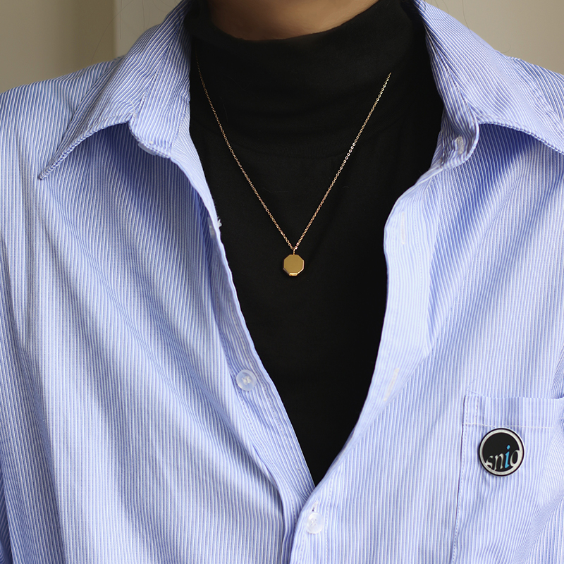 Solid Hexagon Geometric Block Honeycomb Necklace 