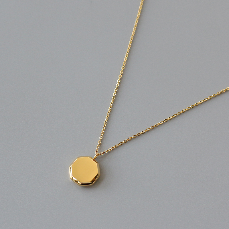 Solid Hexagon Geometric Block Honeycomb Necklace 