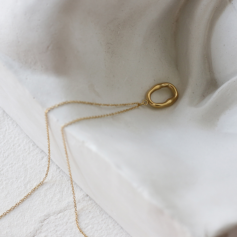 Water Wave Ring Clavicle Chain Follow The Shape Minimalist Irregular Sonic Necklace 