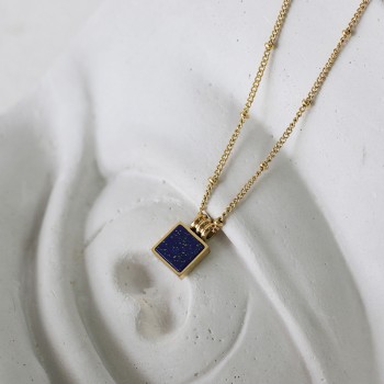 Ins Lapis Lazuli French Small Square William Royal Blue Necklace Clavicle Chain