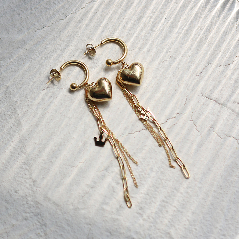 Love Solid Tassel Crown Stud Earrings OL Wind 