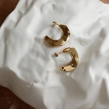 Horn Small Curved Piece Concave-convex Tin Foil Niche Designer Earrings French Elegant Earrings