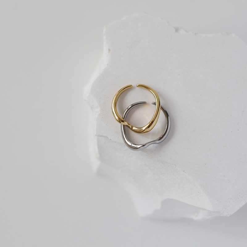 Two Gold and Silver Sets Combination Wave Curved Ring 