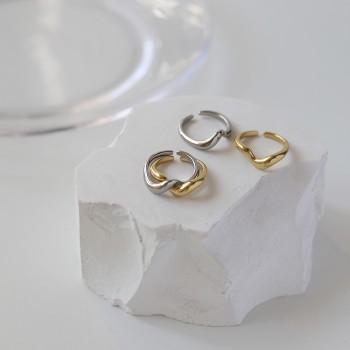 Two Gold and Silver Sets Combination Wave Curved Ring