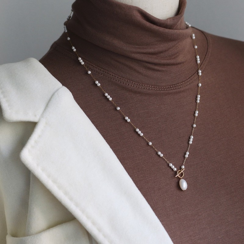 Long OT Irregular Pearl Baroque Sweater Chain 