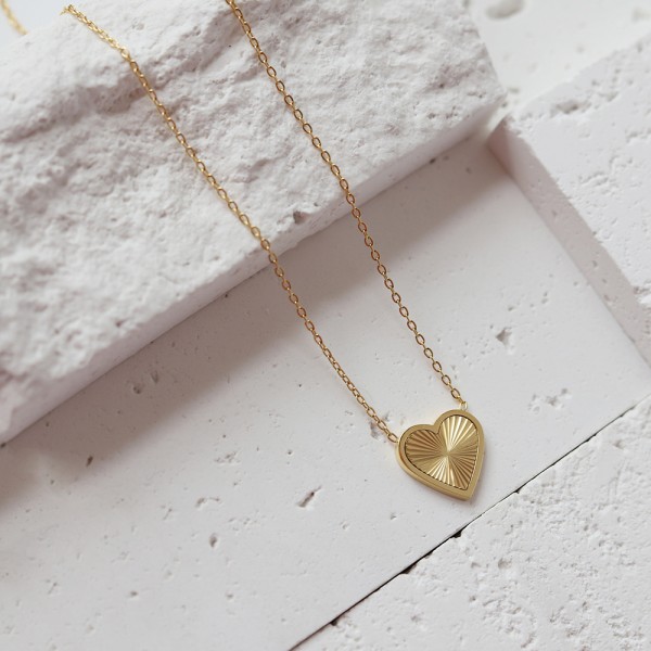 Love Radiation Geometric Peach Heart Necklace