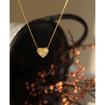 Love Radiation Geometric Peach Heart Necklace