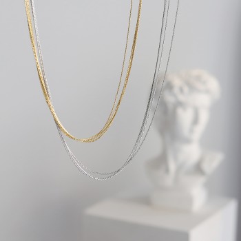 Silk Slip Gold Thread Necklace Multi-Layer Clavicle Chain