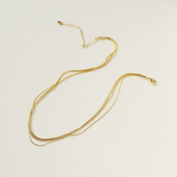 Silk Slip Gold Thread Necklace Multi-Layer Clavicle Chain