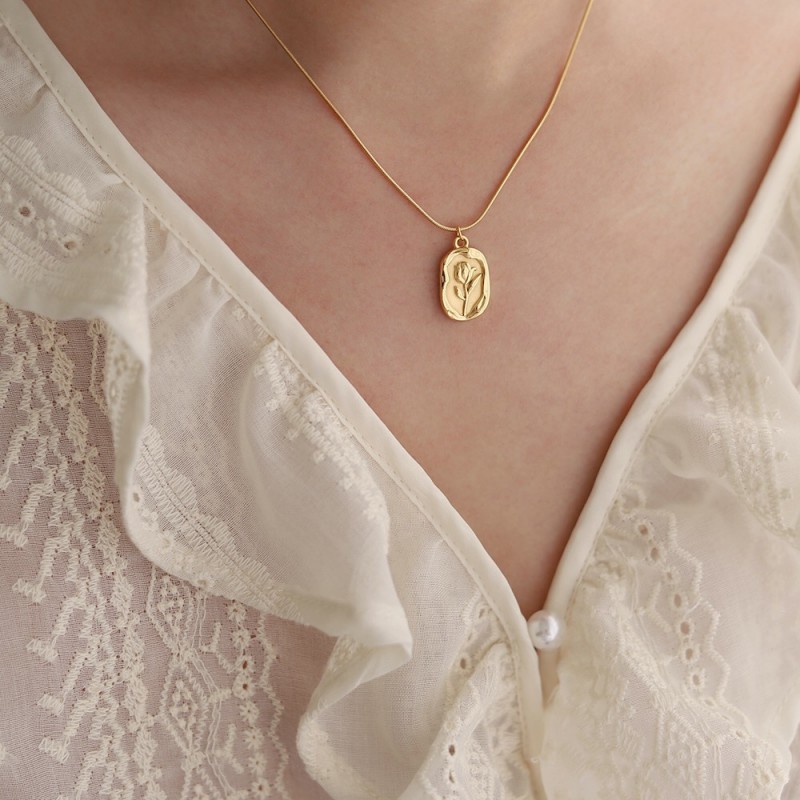 Rose Tulip Coin Irregular Flower Necklace 