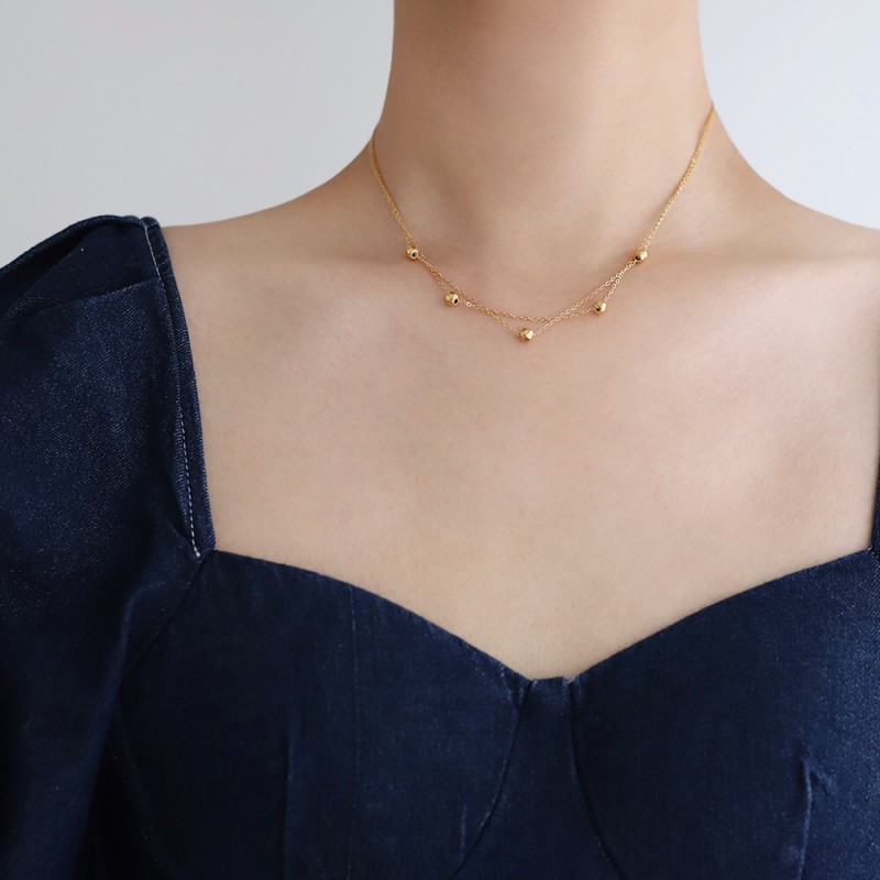 Versatile Double layered Premium Gold Bead Collar Chain 