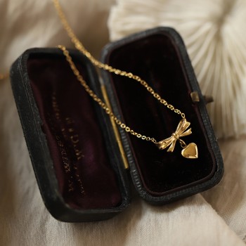 Korean Style Bowknot Heart Sweet Necklace Clavicle Chain