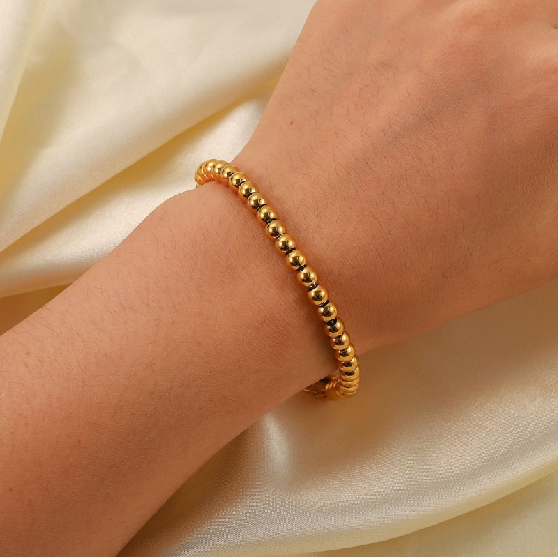 Gold Bead Bracelet Stainless Steel Geometric Bracelet 