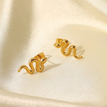 18k gold plated stainless steel snake earrings