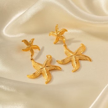 Stainless Steel Starfish Pendant Earrings