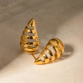 Striped Hollow Earrings Minimalist Style Teardrop-Shaped Earrings