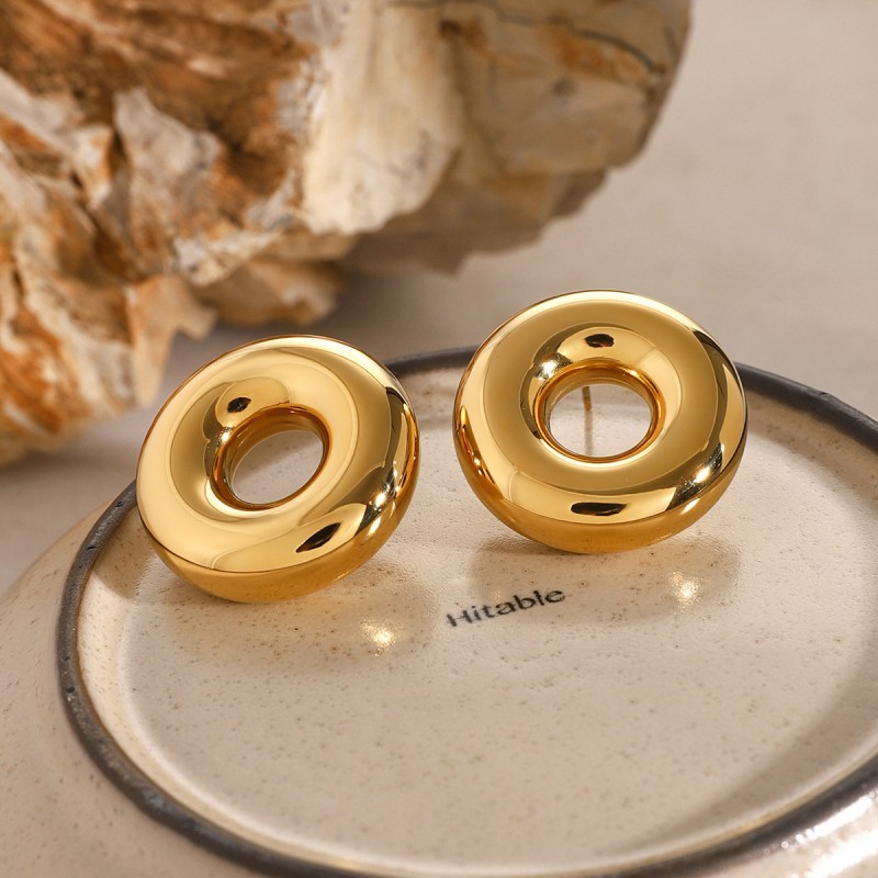 Stainless Steel Simple Circle Hollow Earrings