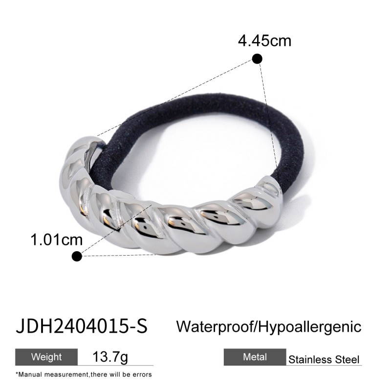 Stainless steel chubby smooth u-shaped black rubber band hair rope 