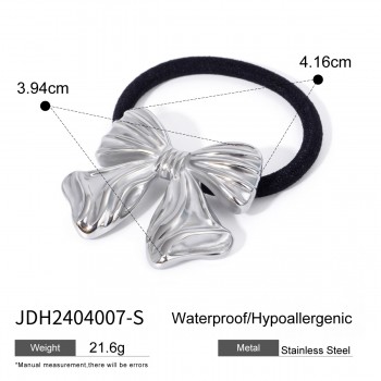 Stainless steel chubby smooth u-shaped black rubber band hair rope