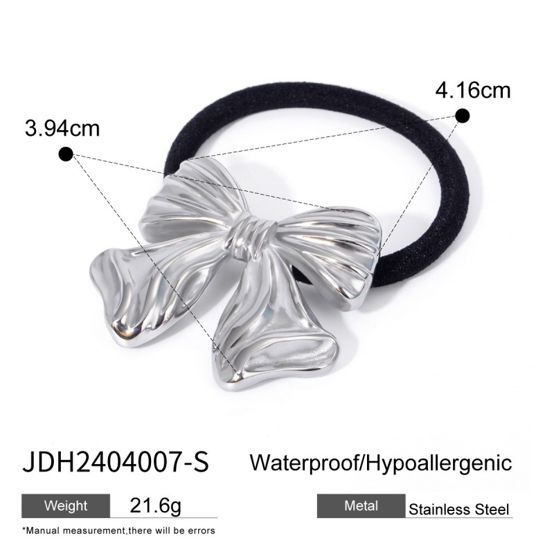 Stainless steel chubby smooth u-shaped black rubber band hair rope 