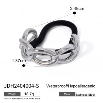 Stainless steel chubby smooth u-shaped black rubber band hair rope