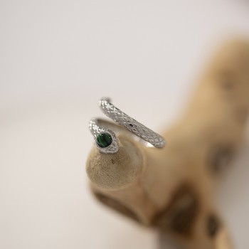 Charming Malachite Eye Snake Open Ring