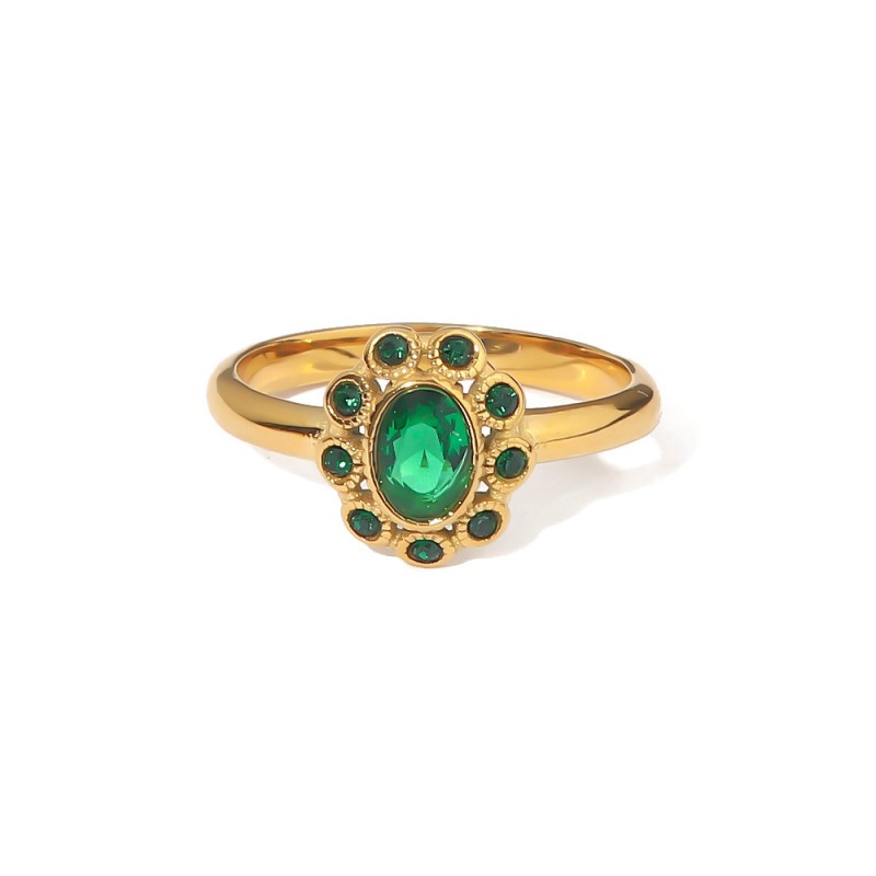 Light luxury emerald high-end diamond ring 