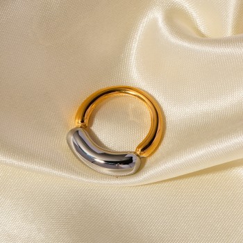 Gold-plated double curved opposite sex ring 