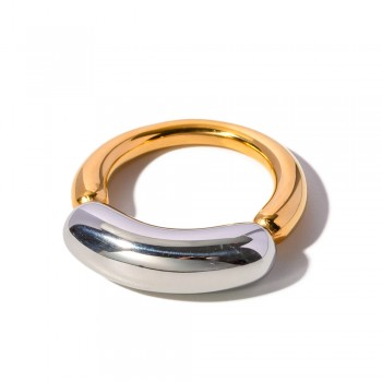 Gold-plated double curved opposite sex ring