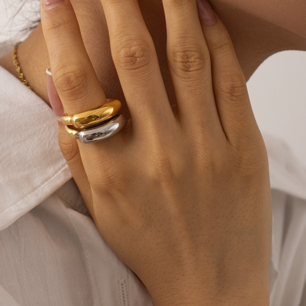 Gold-plated double curved opposite sex ring