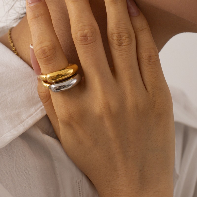 Gold-plated double curved opposite sex ring