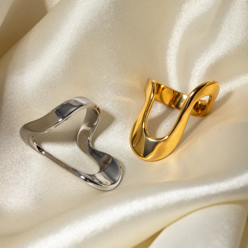 Stainless steel simple irregular shape ring 