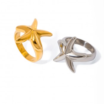 Summer beach scenery starfish titanium steel ring