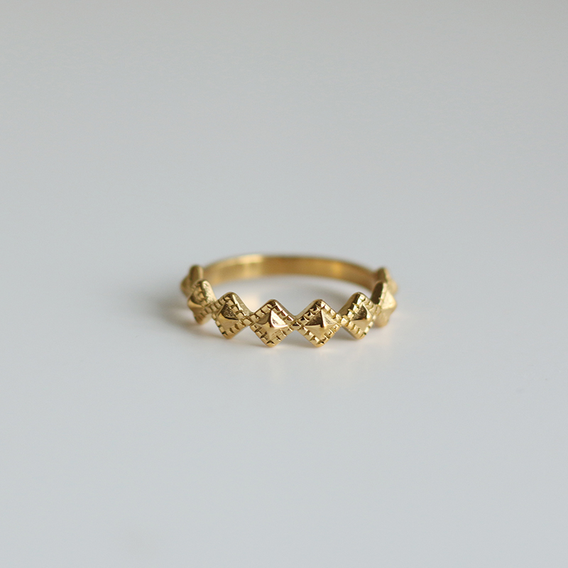 Geometric Metal Ring Heavy Rhombus 