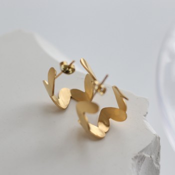 Little Sweetheart Fog Gold Matte Love Ear Hoop Earrings Gold-plated 