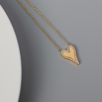 Micro-inlaid Love Smooth French Necklace Clavicle Chain Titanium Steel Plating